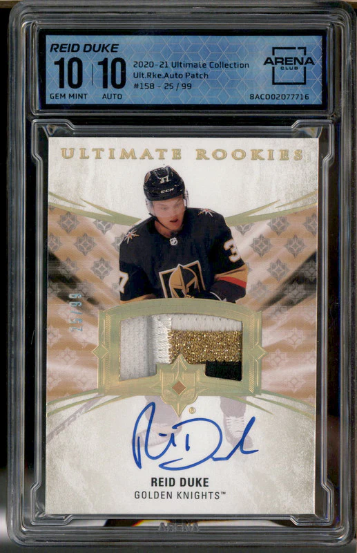 2020 Ultimate Collection Rookie Auto Patch Reid Duke RC /99 Arena Club 10