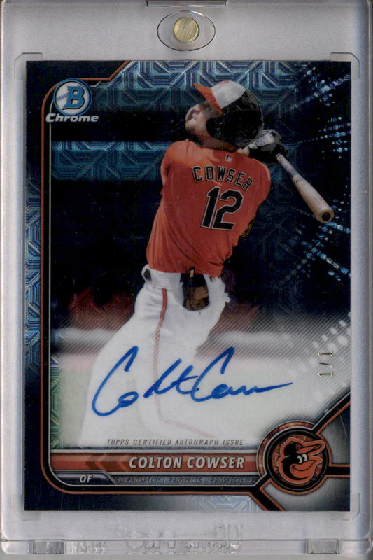 2022 Bowman Chrome Autographs Mega Box Mojo Black Colton Cowser Auto 1/1