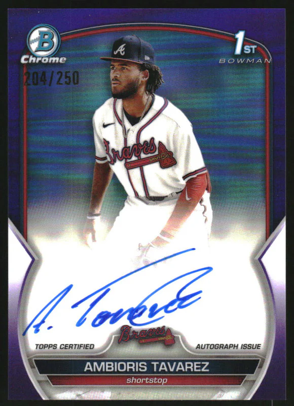 2023 Bowman Chrome Autographs Purple Ambioris Tavarez RC Auto /250