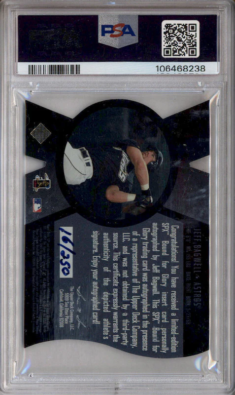 1997 Spx Bound For Glory Supreme Signatures Jeff Bagwell Auto /250 PSA Authentic - Image 2