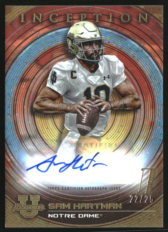 2022 Bowman University Inception Autographs Orange Foil Sam Hartman Auto /25