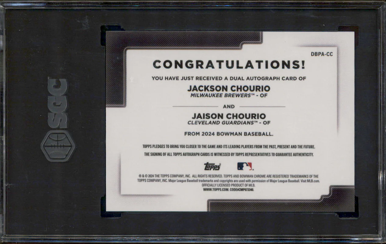 2024 Bowman Dual Prospect Auto #DBPA-CC Jaison Jackson Chourio /25 SGC 9.5 - Image 2