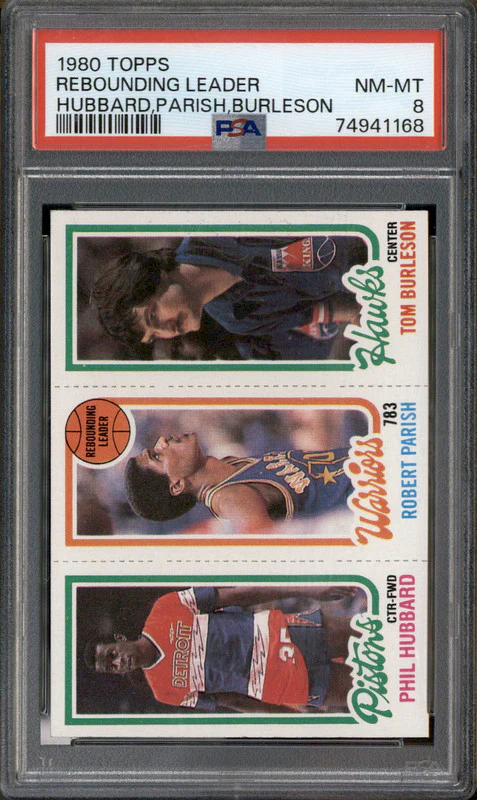 1980 Topps Phil Hubbard Robert Parish Tom Burleson PSA 8
