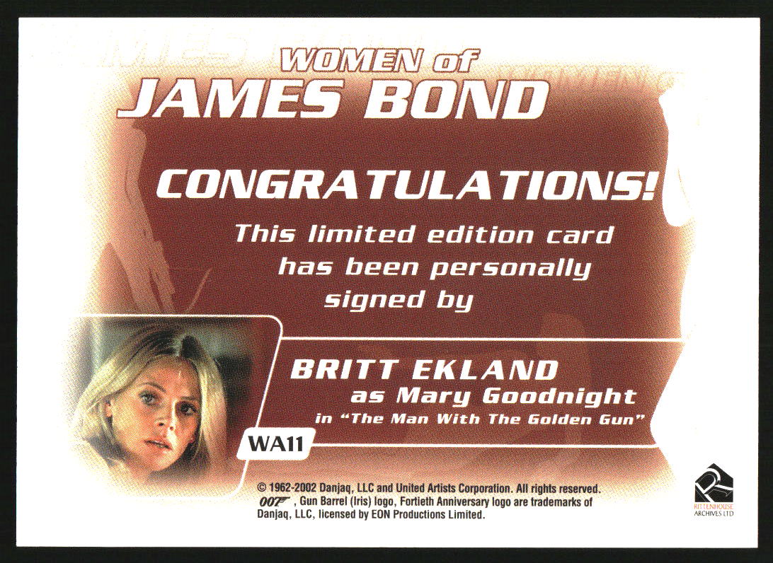 2024 007 Women of James Bond Autograph Britt Ekland as Mary Goodnight Auto - Image 2