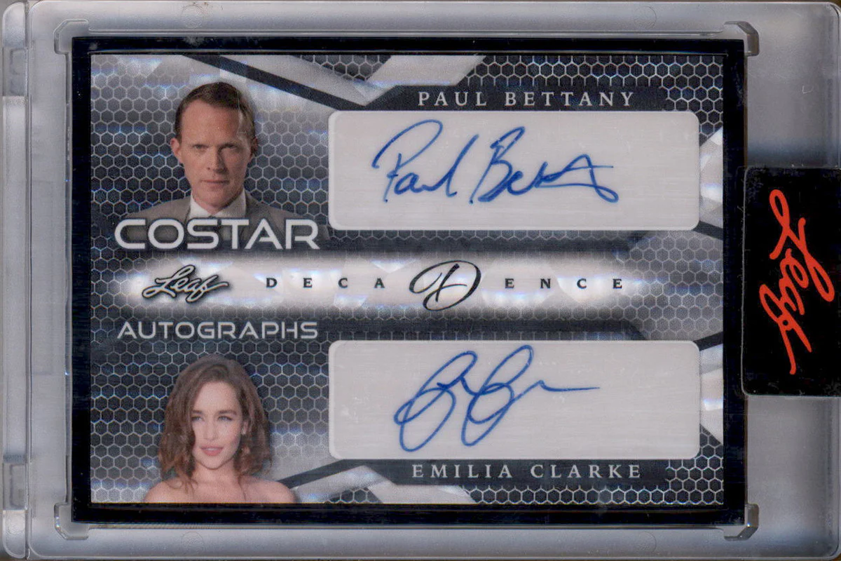 2023 Leaf Decadence CoStar Dual Auto Black Paul Bettany Emilia Clarke /3