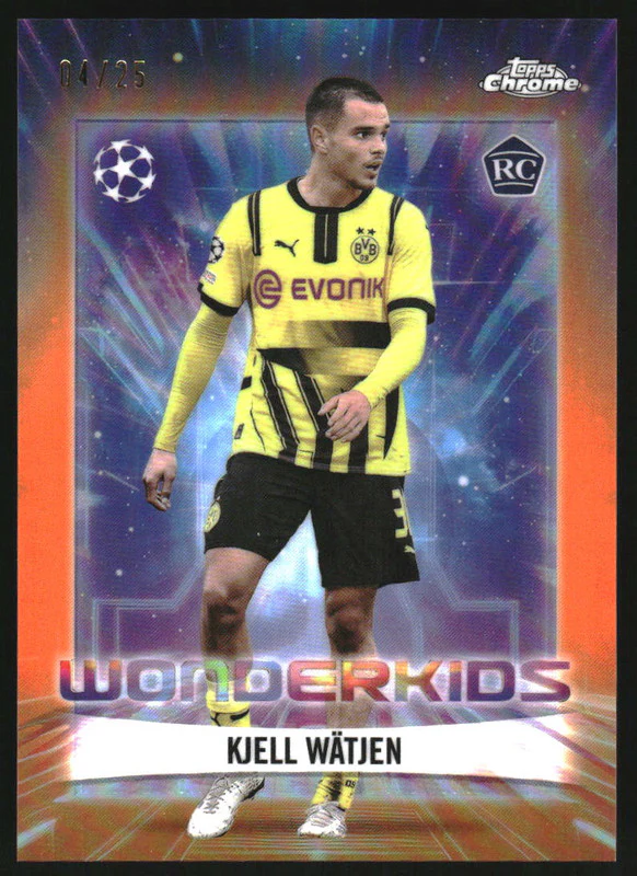2024-25 Topps Chrome UEFA Wonderkids Orange Refractor #WK-11 Kjell Watjen RC /25