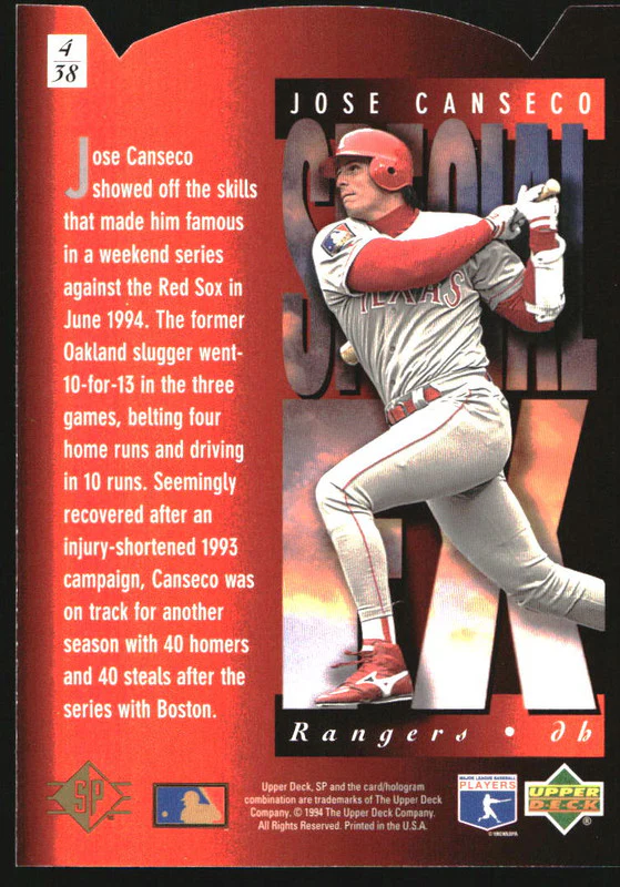 1994 SP Special FX #4 Jose Canseco - Image 2