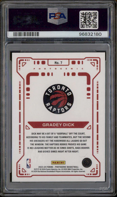 2023 Panini Photogenic Rookies In Motion Platinum #7 Gradey Dick 1/1 PSA 8 - Image 2