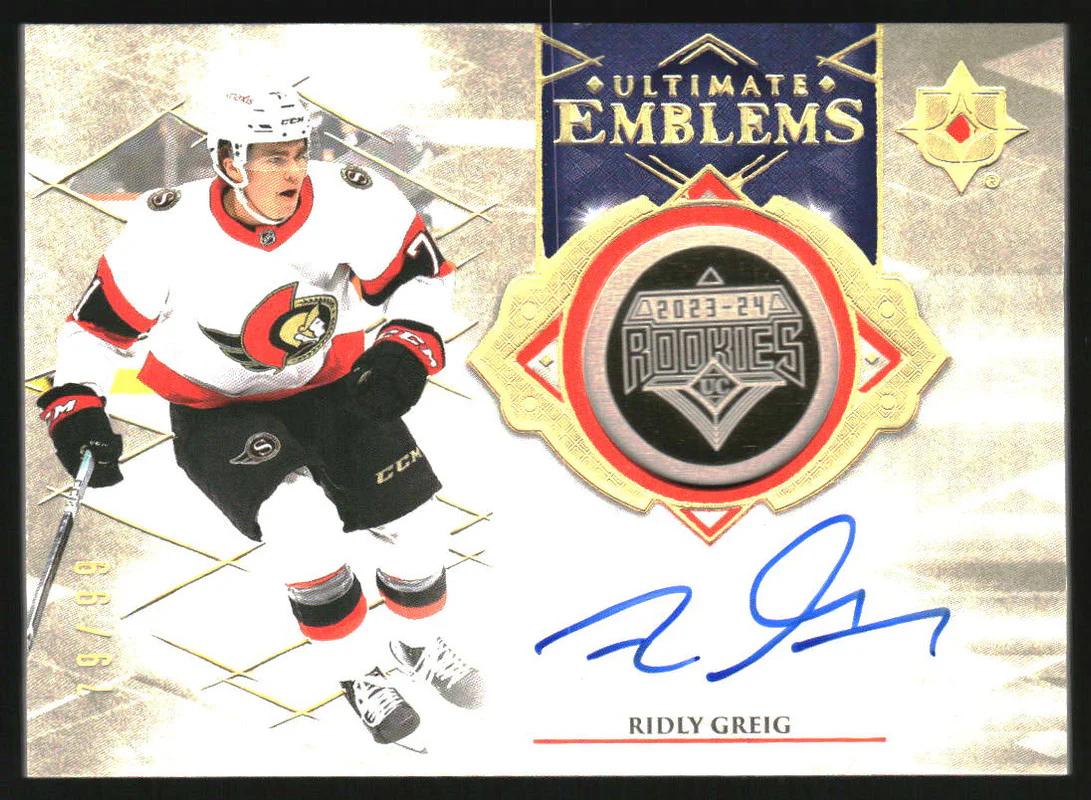 2023 Ultimate Collection Ultimate Emblems Autographs #UERG Ridly Greig Auto /99