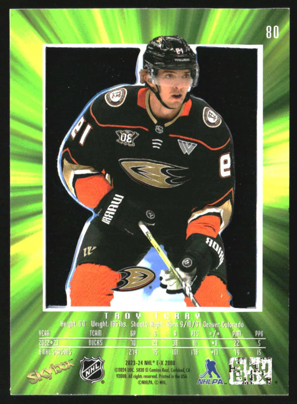 2023 Upper Deck Skybox E-X 2000 Credentials All Access Gold #80 Troy Terry /10 - Image 2