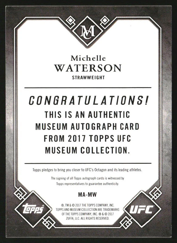 2017 Topps Museum Collection UFC Autographs #MA-MW Michelle Waterson Auto /99 - Image 2