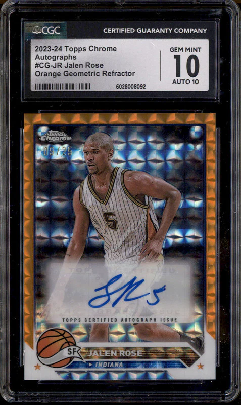 2023 Topps Chrome Auto Orange Geometric Refractor #CG-JR Jalen Rose /25 CGC 10