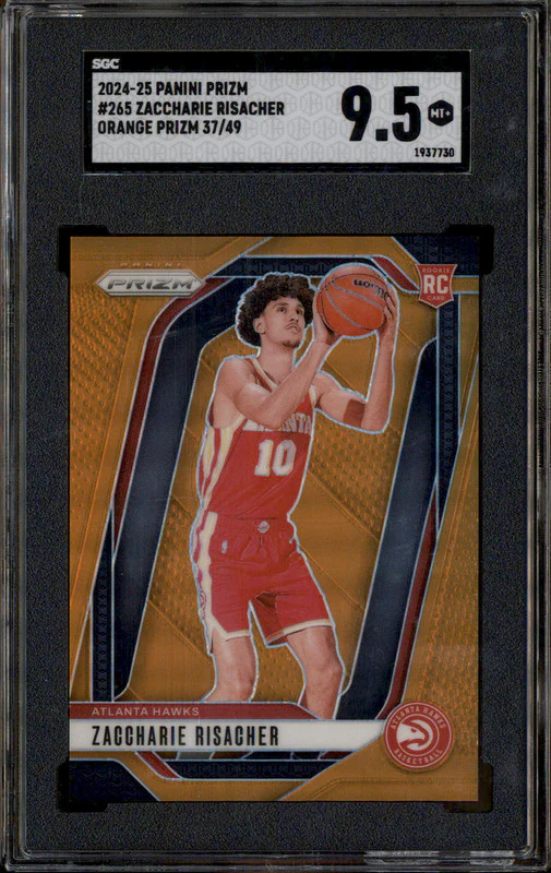 2024 Panini Prizm Orange Prizm #265 Zaccharie Risacher RC /49 SGC 9.5