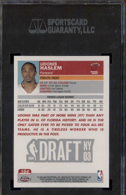 2003 Topps Chrome #164 Udonis Haslem SGC 10 - Image 2