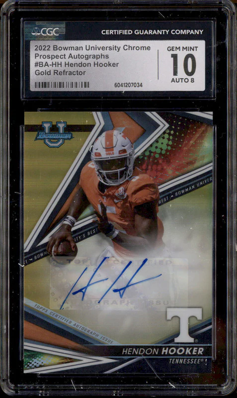 2022 Bowman University Chrome Gold Refractor Hendon Hooker Auto /50 CGC 10