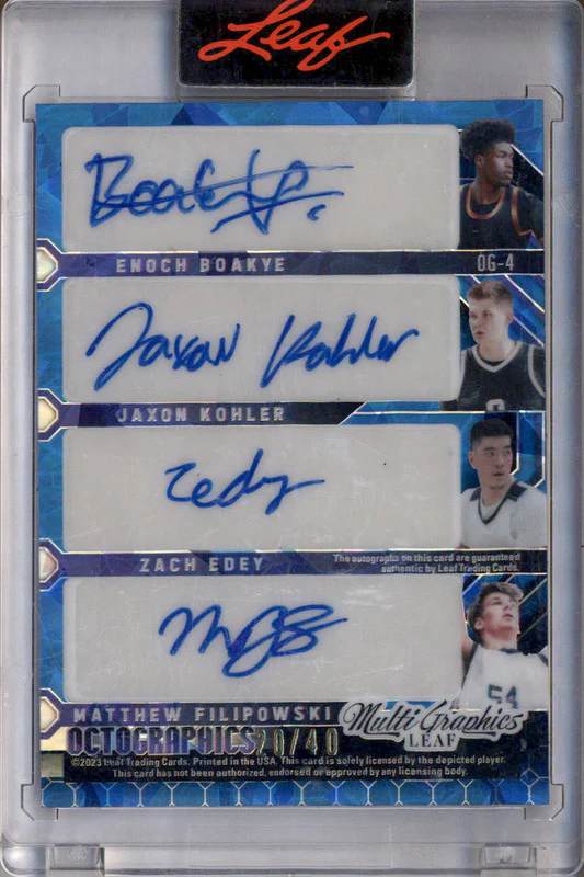 2023 Leaf Octographics Blue Ice Auto Ware Kohler Filipowski Boakye Zach Edey /40 - Image 2
