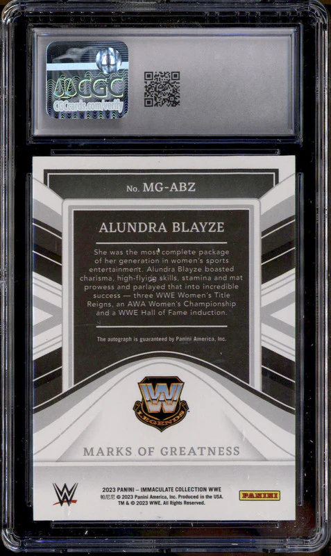 2023 Immaculate WWE Marks of Greatness Gold Alundra Blayze Auto /10 CGC 10 - Image 2