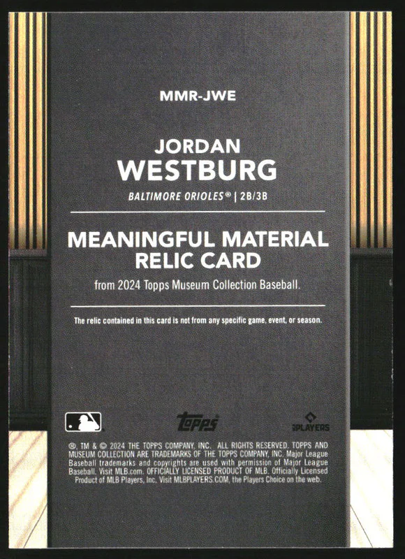 2024 Museum Collection Meaningful Materials Relics Jordan Westburg RC /99 - Image 2