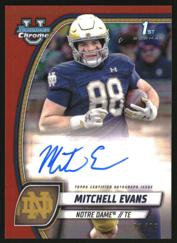 2024 Bowman Chrome University Prospect Orange Refractor Mitchell Evans Auto /25