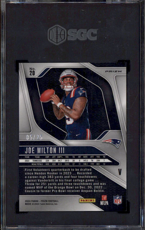 2024 Panini Prizm Variation Mojo Prizm #20 Joe Milton III RC /25 SGC 9.5 - Image 2