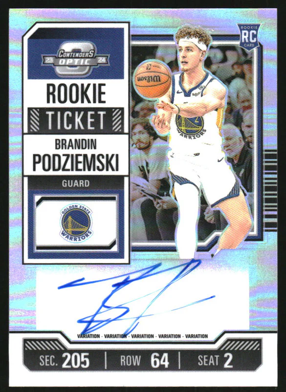 2023 Contenders Optic Rookie Ticket Silver Prizm #106 Brandin Podziemski RC Auto