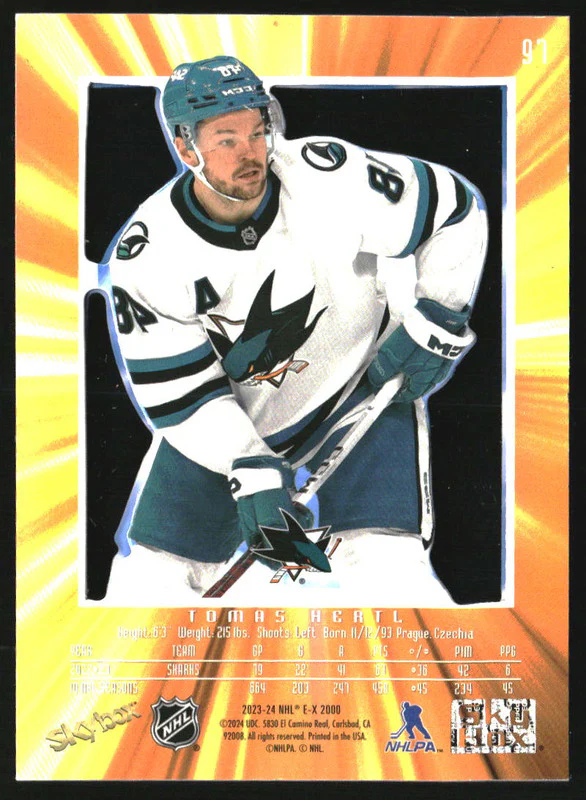 2023-24 Upper Deck Skybox E-X 2000 Essential Credentials Gold Tomas Hertl /50 - Image 2