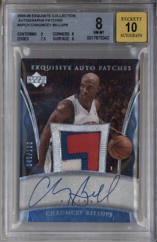 2005 Exquisite Collection Autographs Patches Chauncey Billups Auto /100 BGS 8