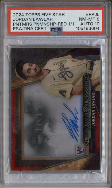 2024 Topps Five Star Pentamerous Penmanship Red Jordan Lawlar RC Auto 1/1 PSA 8
