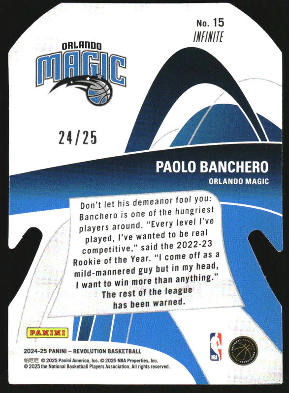 2024-25 Panini Revolution Liftoff! Infinite #15 Paolo Banchero Auto /25 - Image 2