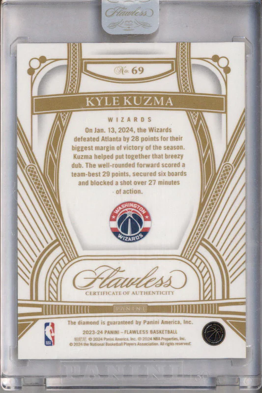 2023-24 Panini Flawless Gold #69 Kyle Kuzma /10 - Image 2