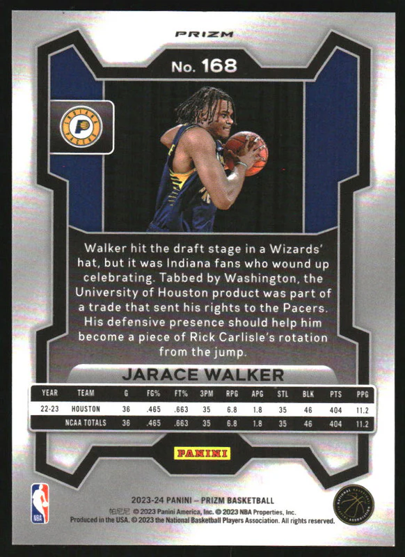 2023-24 Panini Prizm Prizms Glitter #168 Jarace Walker RC - Image 2