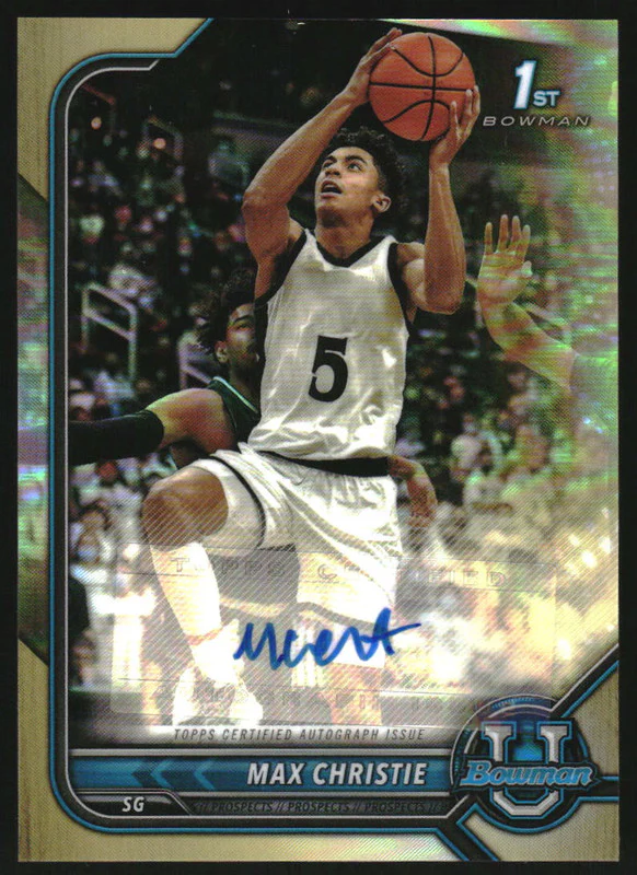 2021-22 Bowman Chrome University Prospect Autographs Gold Max Christie Auto /50