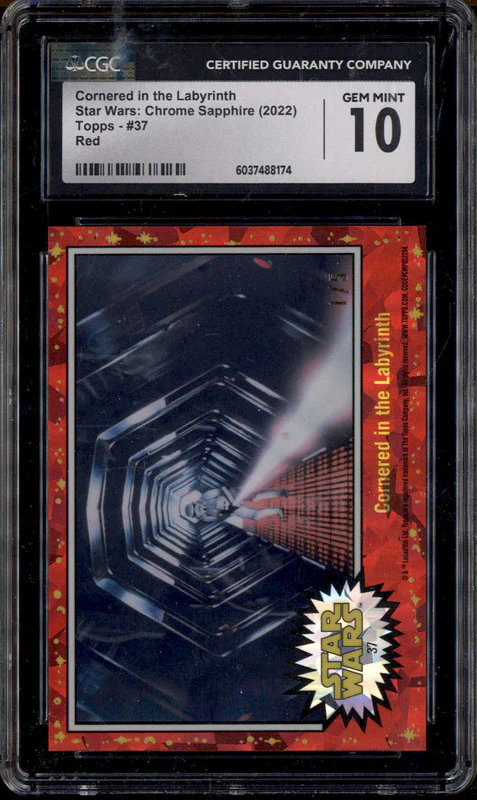 2022 Topps Star Wars Chrome Sapphire Red #37 Cornered in the Labyrinth /5 CGC 10
