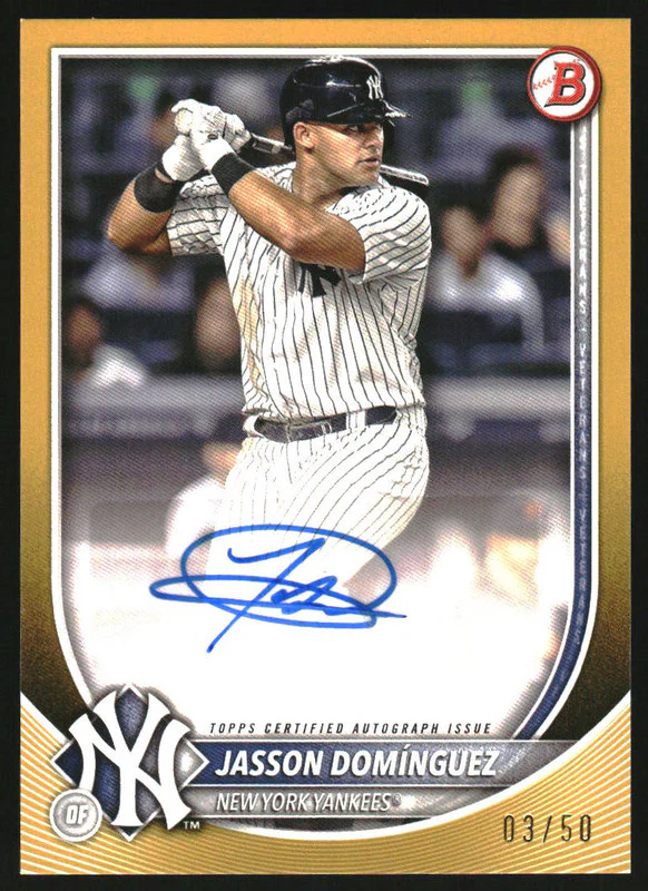2025 Bowman Rookies and Veterans Gold Border #PRV-JD Jasson Dominguez Auto /50