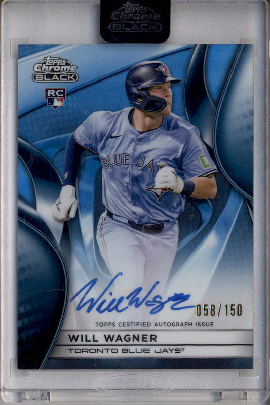 2025 Topps Chrome Black Autographs Blue Refractors Will Wagner RC Auto /150