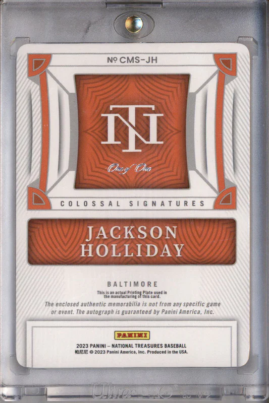 2023 National Treasures Colossal Material Plate Cyan Jackson Holliday Auto 1/1 - Image 2