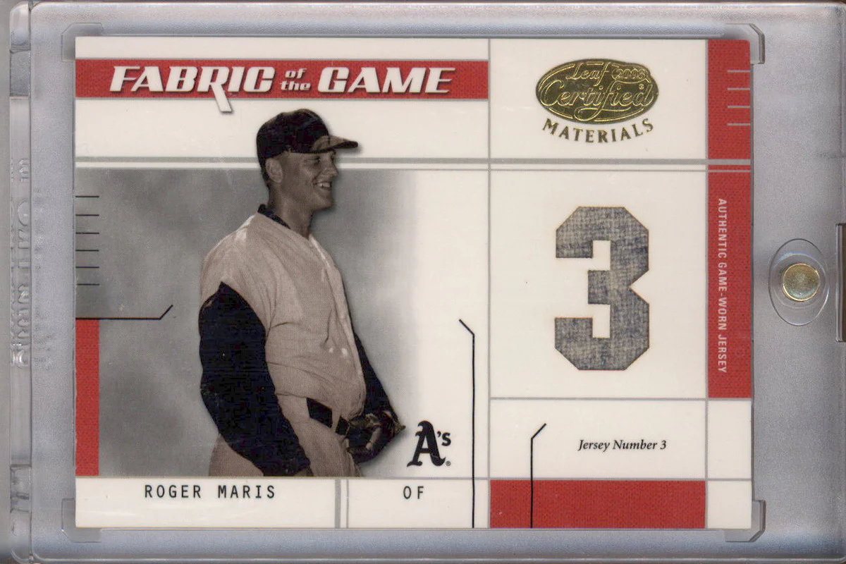 2003 Leaf Certified Materials Fabric Game Jersey Number #FG-8 Roger Maris /3