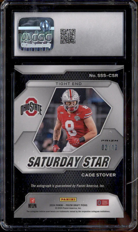 2024 Panini Prizm Draft Picks Saturday Star Auto Gold Cade Stover /10 CGC 10 - Image 2