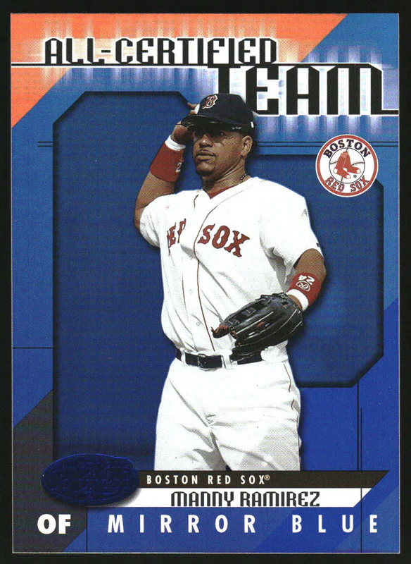 2002 Leaf Certified All-Certified Team Mirror Blue #15 Manny Ramirez /50