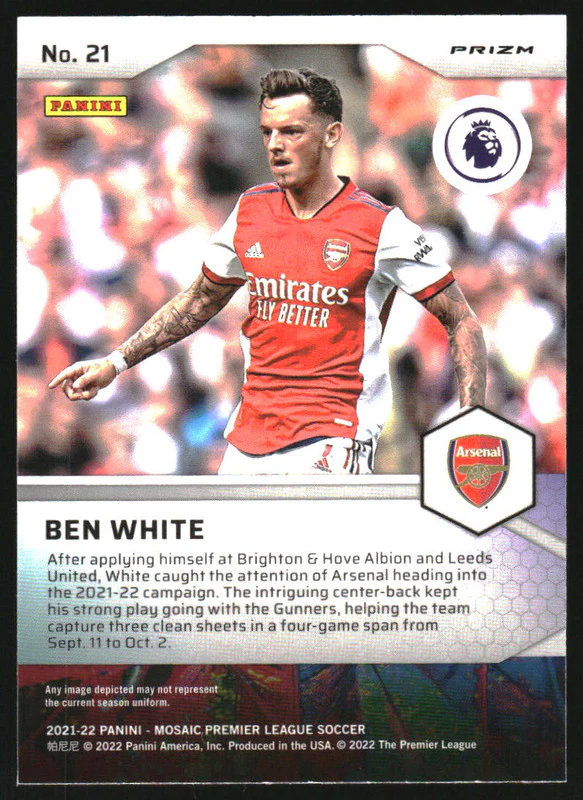2021-22 Panini Mosaic English Premier League Pitch Masters Mosaic #21 Ben White - Image 2