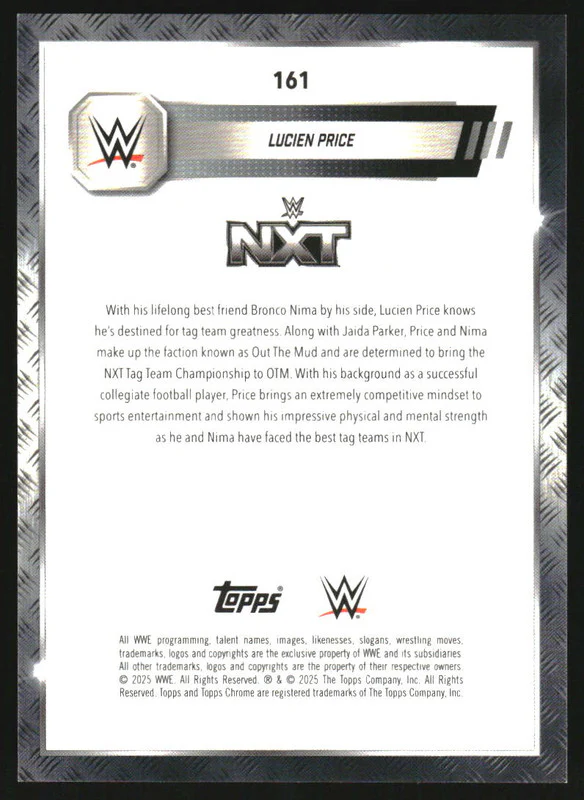 2025 Topps Chrome WWE Orange Geometric Refractors #161 Lucien Price /25 - Image 2