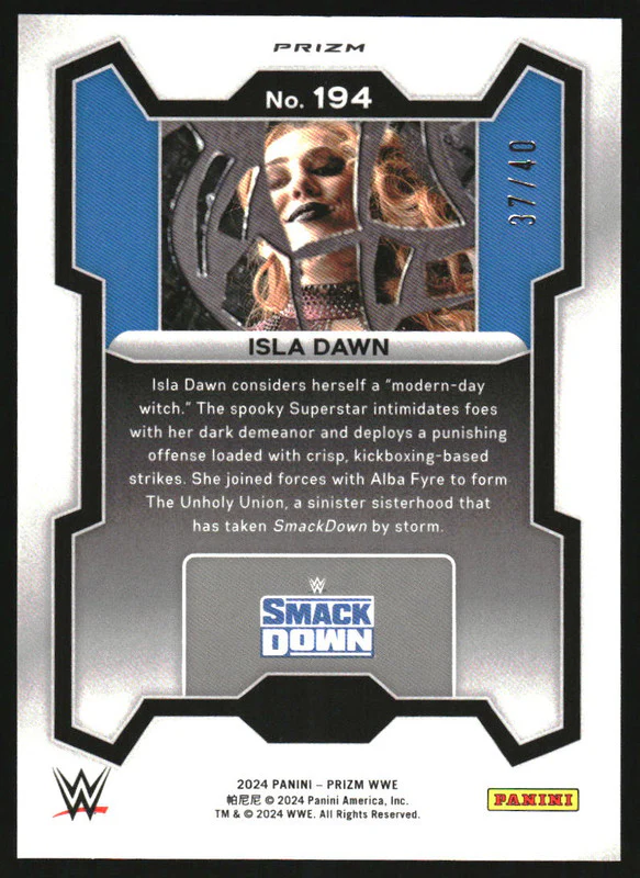 2024 Panini Prizm WWE WrestleMania Prizms #194 Isla Dawn /40 - Image 2