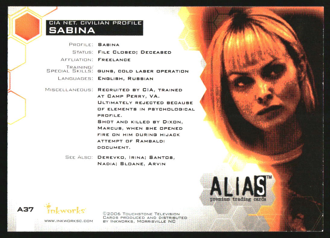 2006 Inkworks Alias Autograph Izabella Scorupco as Sabina Auto - Image 2