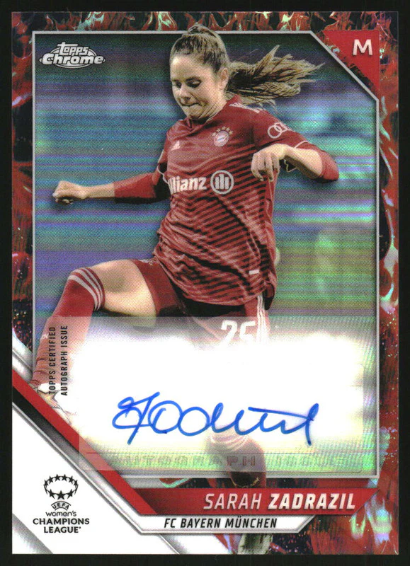 2021 Topps Chrome UEFA Women's Champions League Inferno Sarah Zadrazil Auto /75