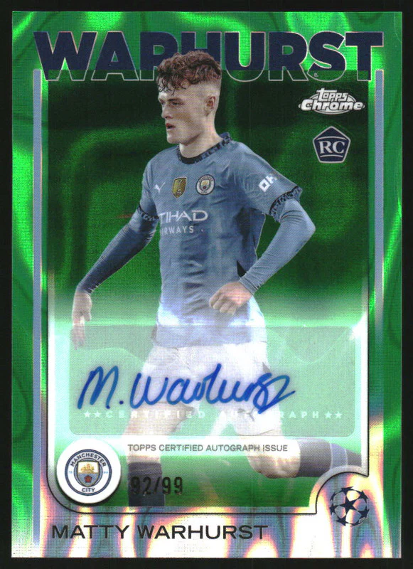 2024-25 Topps Chrome UEFA Autograph Green Lava #CA-MW Matty Warhurst RC Auto /99
