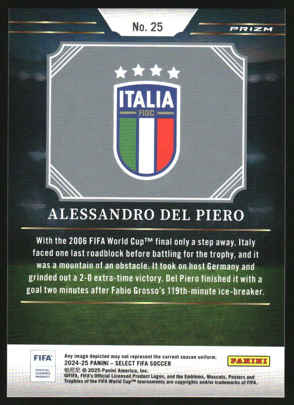 2024-25 Panini Select FIFA Artistic Impressions #25 Alessandro Del Piero - Image 2