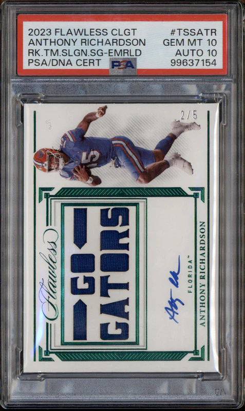 2023 Flawless Collegiate Team Slogan Auto Emerald Anthony Richardson /5 PSA 10