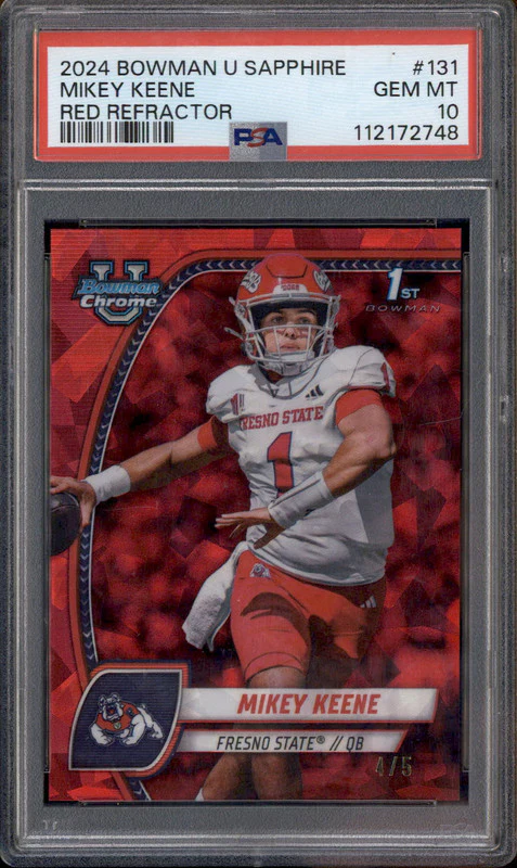 2024 Bowman University Chrome Sapphire Red Refractor Mikey Keene RC /5 PSA 10