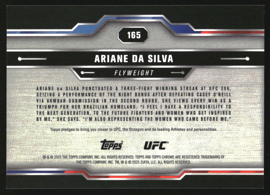 2025 Topps UFC Chrome Orange Refractor #165 Ariane da Silva /25 - Image 2