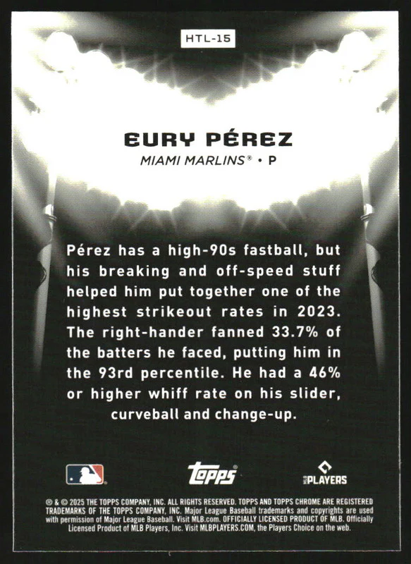 2025 Topps Chrome Black Hit the Lights #HTL-15 Eury Perez - Image 2